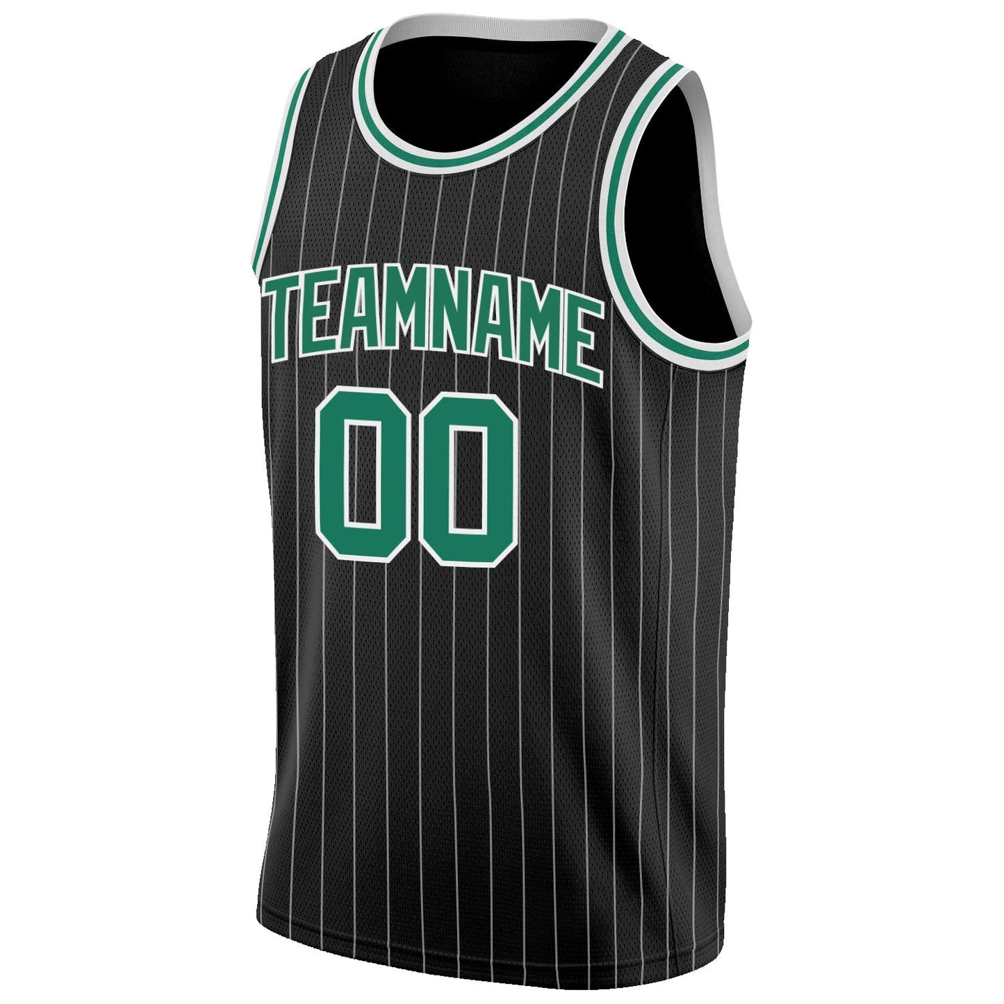 Custom Black White Pinstripe Kelly Green-White Authentic Basketball Jersey - Sky-Custom