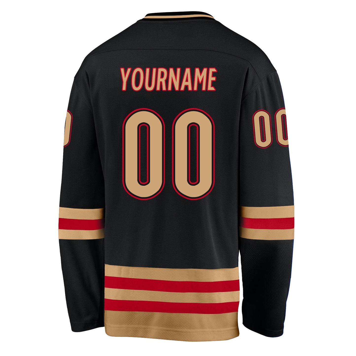 Custom Black Old Gold-Red Hockey Jersey - Sky-Custom