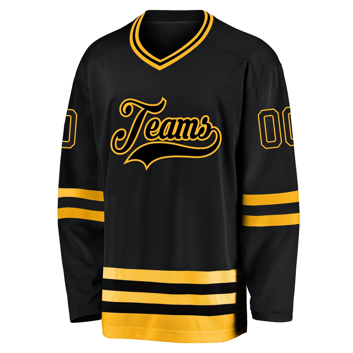Custom Black Black-Gold Hockey Jersey - Sky-Custom