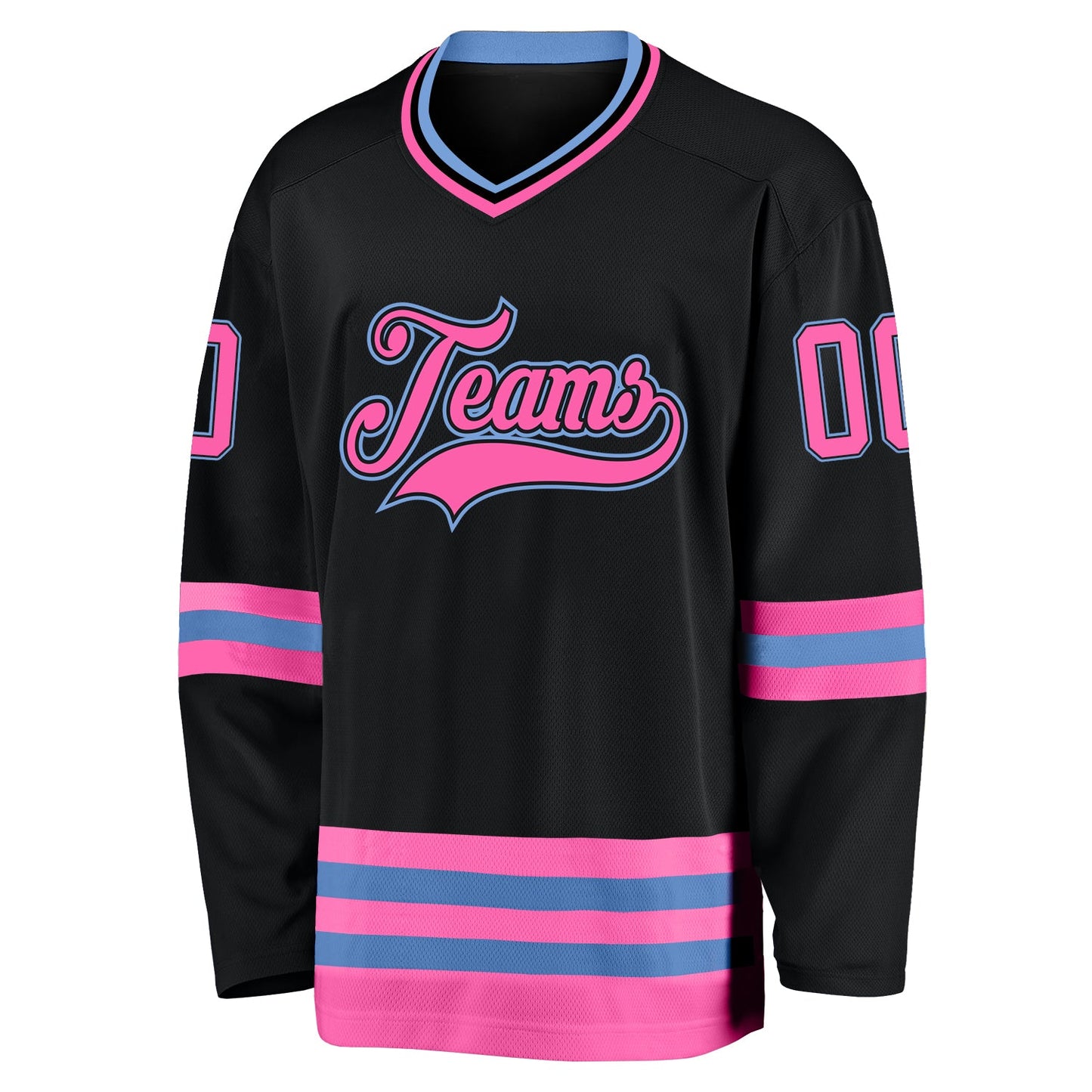 Custom Black Pink-Light Blue Hockey Jersey - Sky-Custom