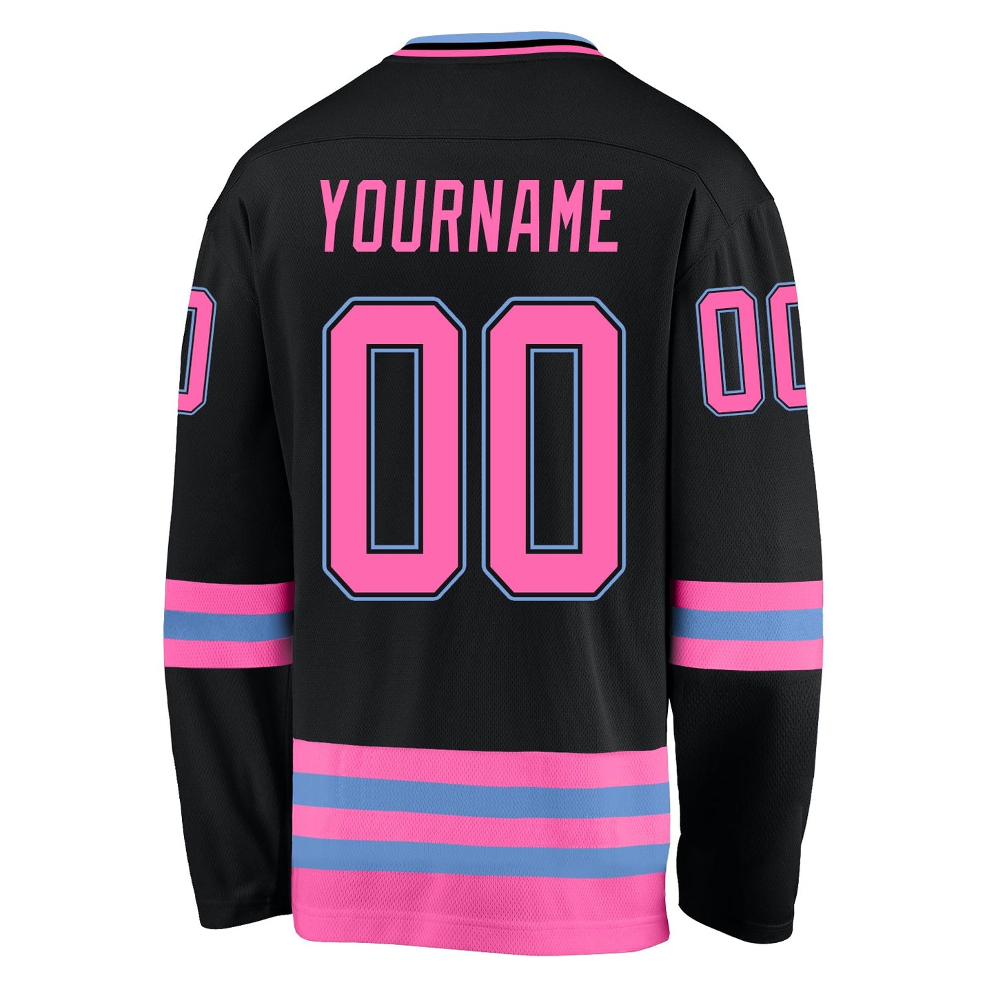 Custom Black Pink-Light Blue Hockey Jersey - Sky-Custom