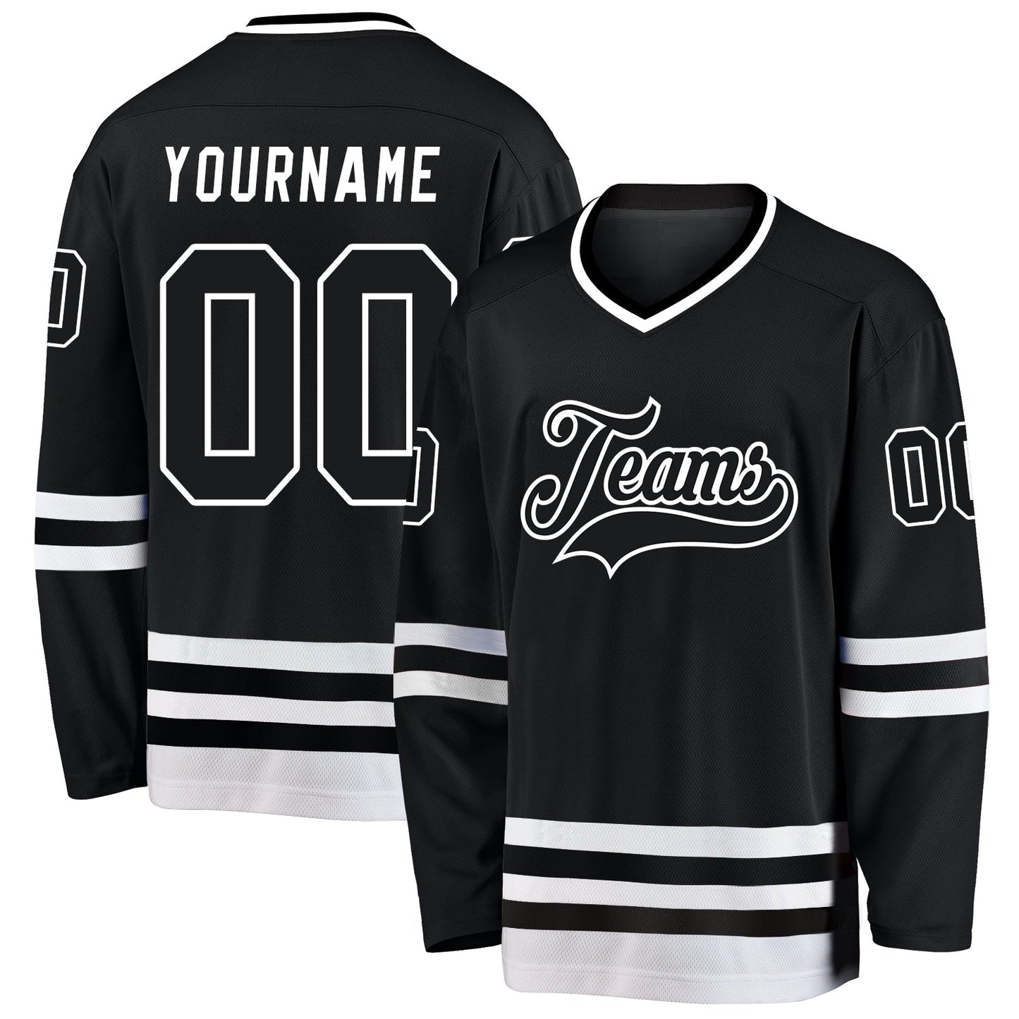 Custom Black Black-White Hockey Jersey - Sky-Custom