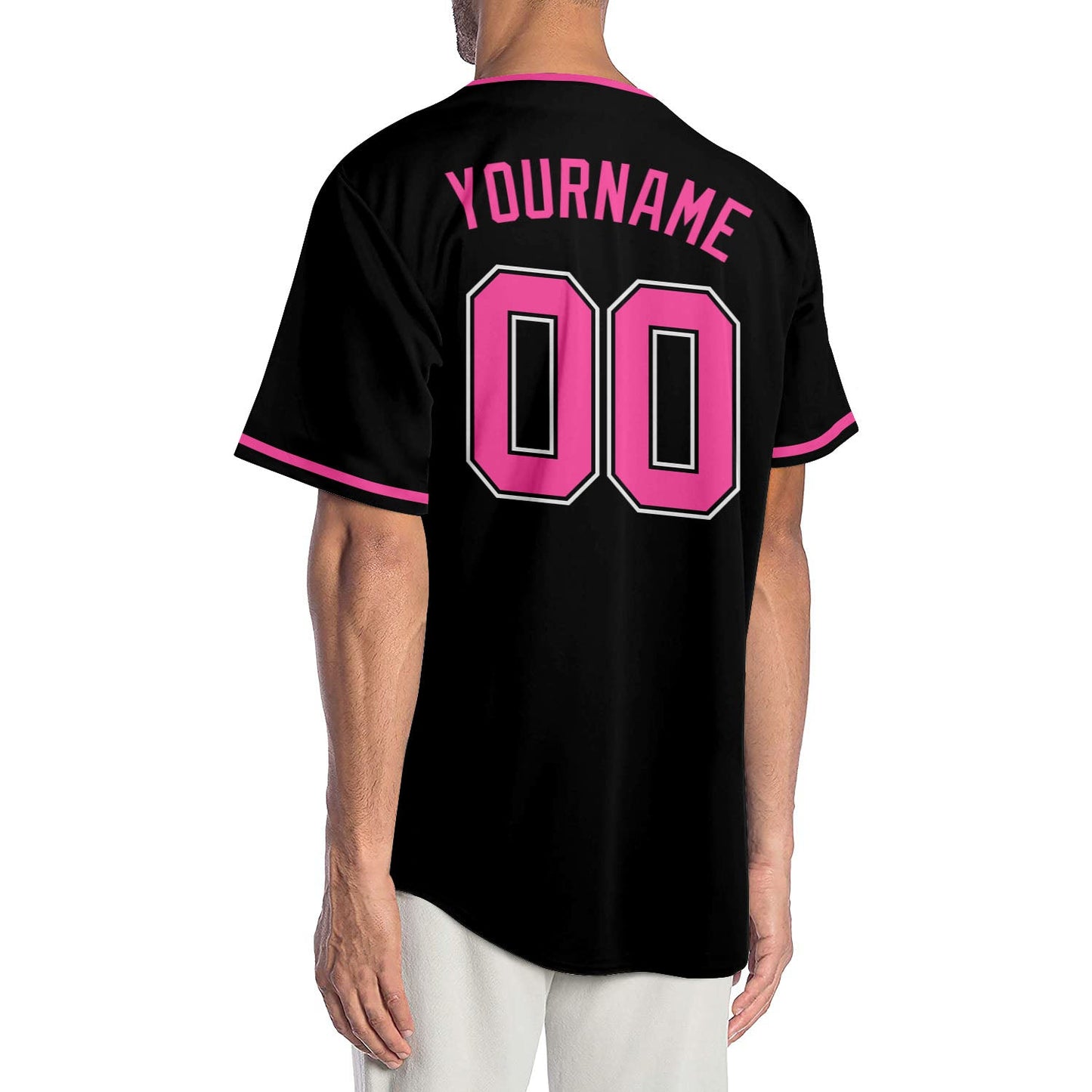 Custom Black Pink-White Authentic Baseball Jersey - Sky-Custom