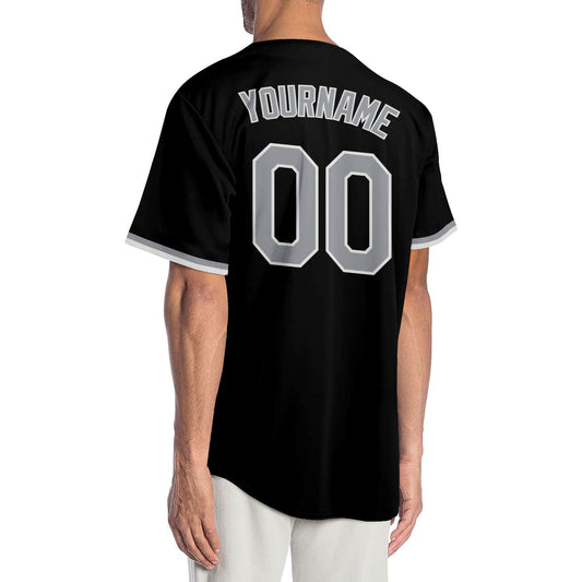 Custom Black Gray-White Authentic Baseball Jersey - Sky-Custom