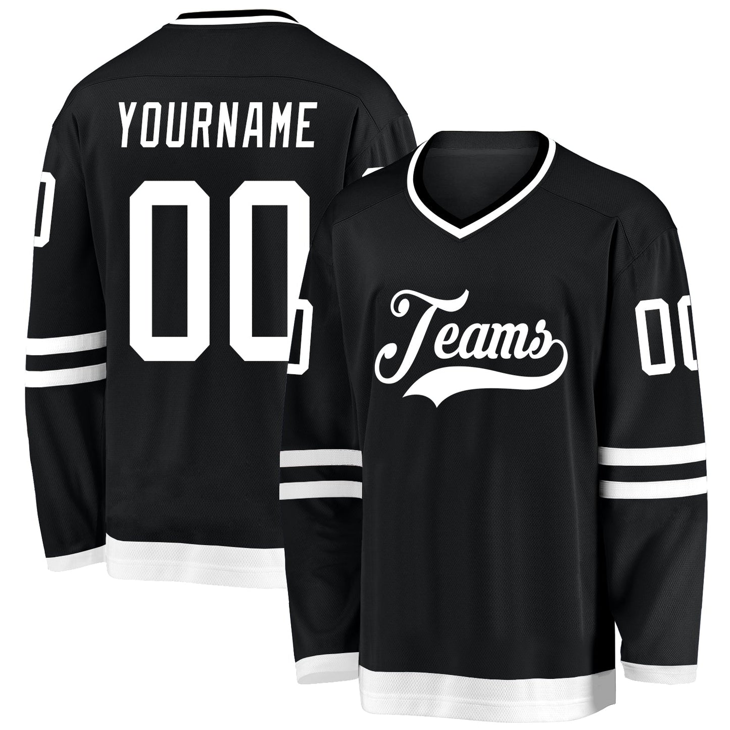 Custom Black White Hockey Jersey - Sky-Custom