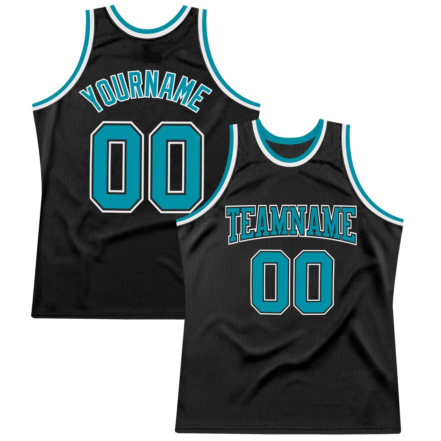 Custom Black Teal-White Authentic Throwback Basketball Jersey - Sky-Custom