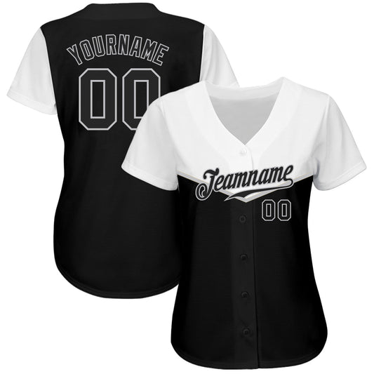 Custom Black Black-Gray 3D Pattern Design Multicolor Authentic Baseball Jersey - Sky-Custom
