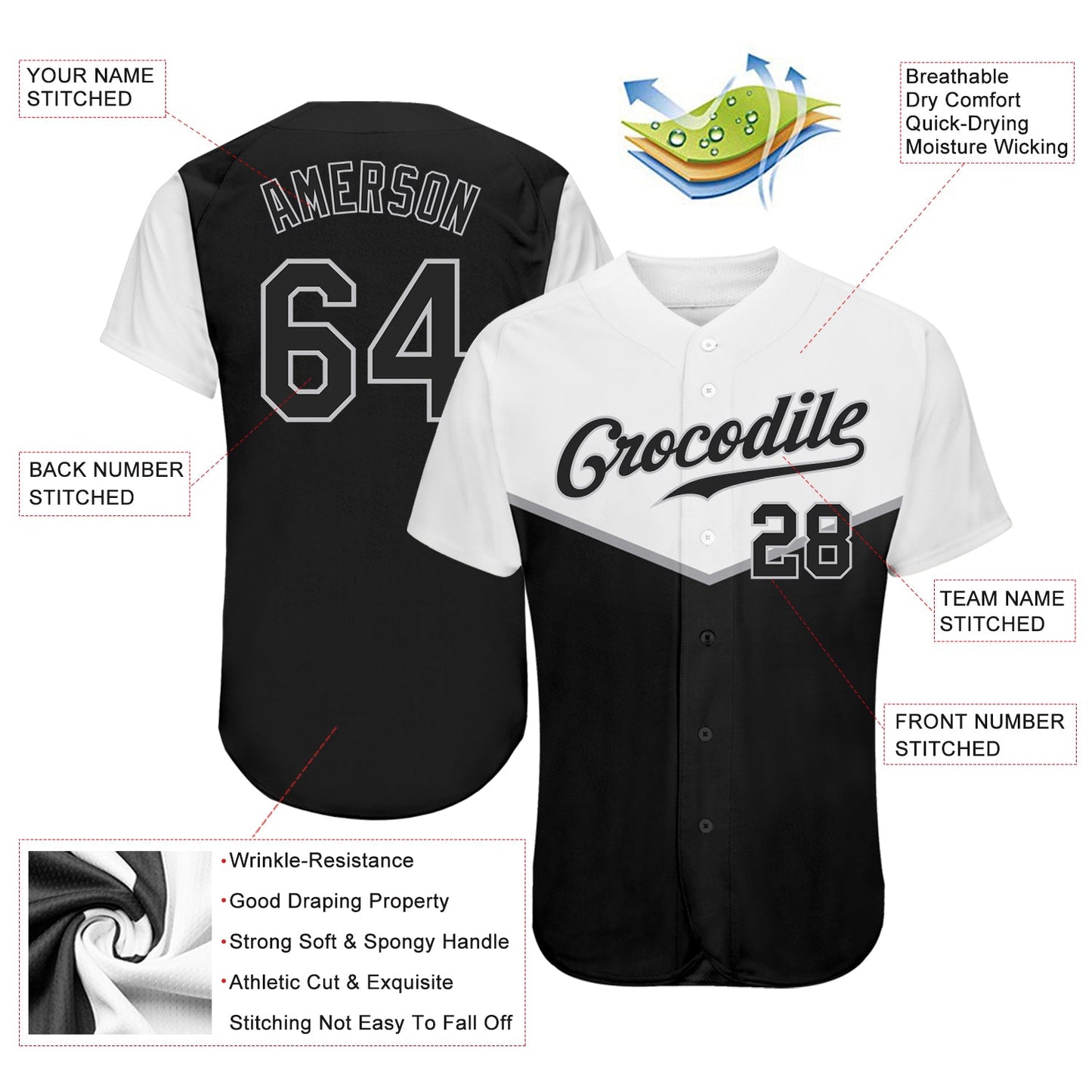 Custom Black Black-Gray 3D Pattern Design Multicolor Authentic Baseball Jersey - Sky-Custom