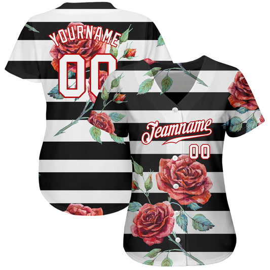 Custom Black White-Red 3D Pattern Design Mandalas Authentic Baseball Jersey - Sky-Custom