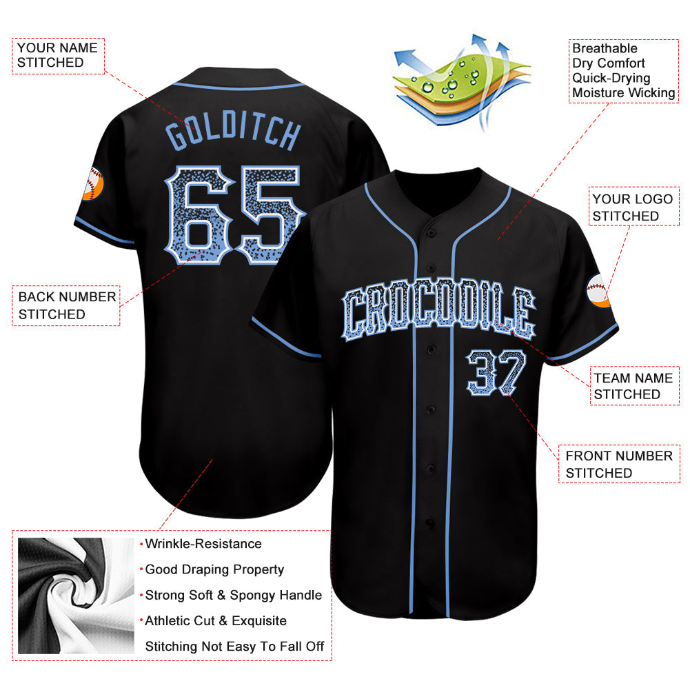 Custom Black Light Blue-White Authentic Drift Fashion Baseball Jersey - Sky-Custom