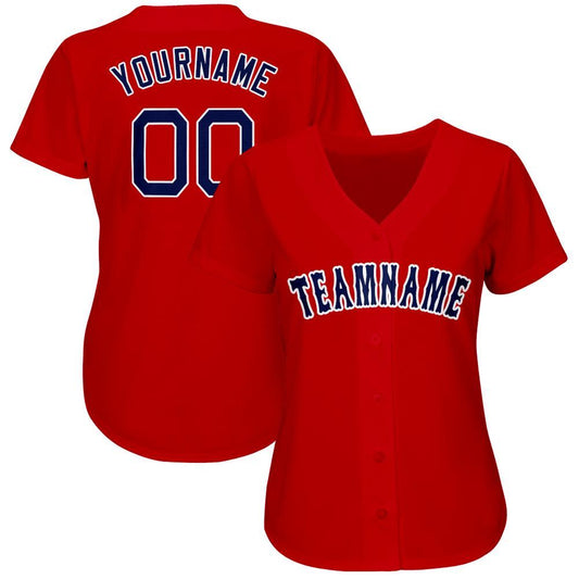 Custom Red Navy-White Baseball Jersey - Sky-Custom