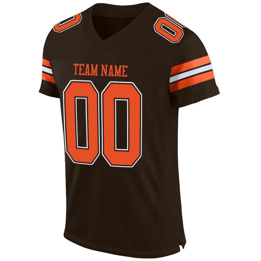 Custom Brown Orange-White Mesh Authentic Football Jersey - Sky-Custom