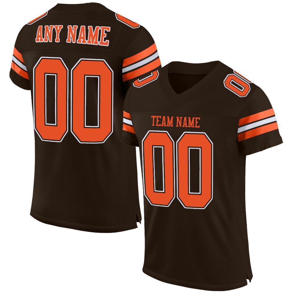 Custom Brown Orange-White Mesh Authentic Football Jersey - Sky-Custom