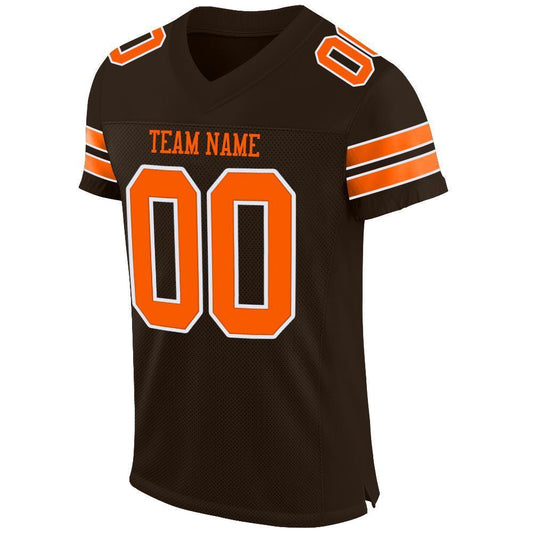 Custom Brown Orange-White Mesh Authentic Football Jersey - Sky-Custom