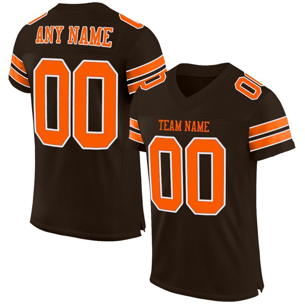 Custom Brown Orange-White Mesh Authentic Football Jersey - Sky-Custom