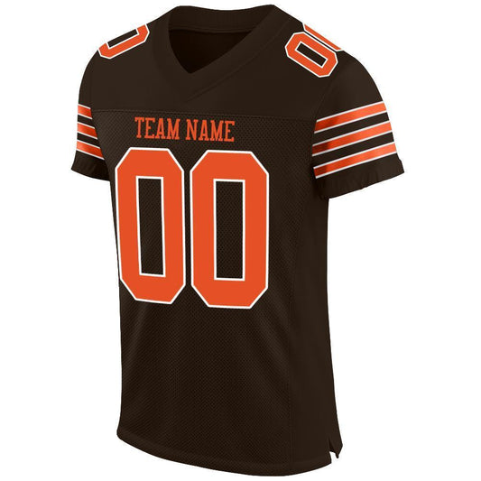 Custom Brown Orange-White Mesh Authentic Football Jersey - Sky-Custom