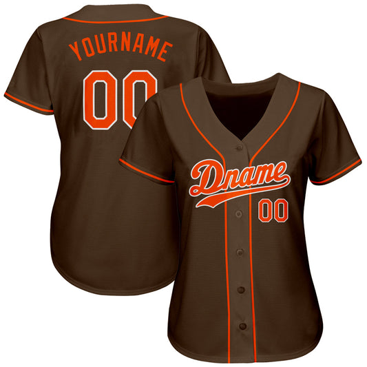Custom Brown Orange-White Authentic Baseball Jersey - Sky-Custom