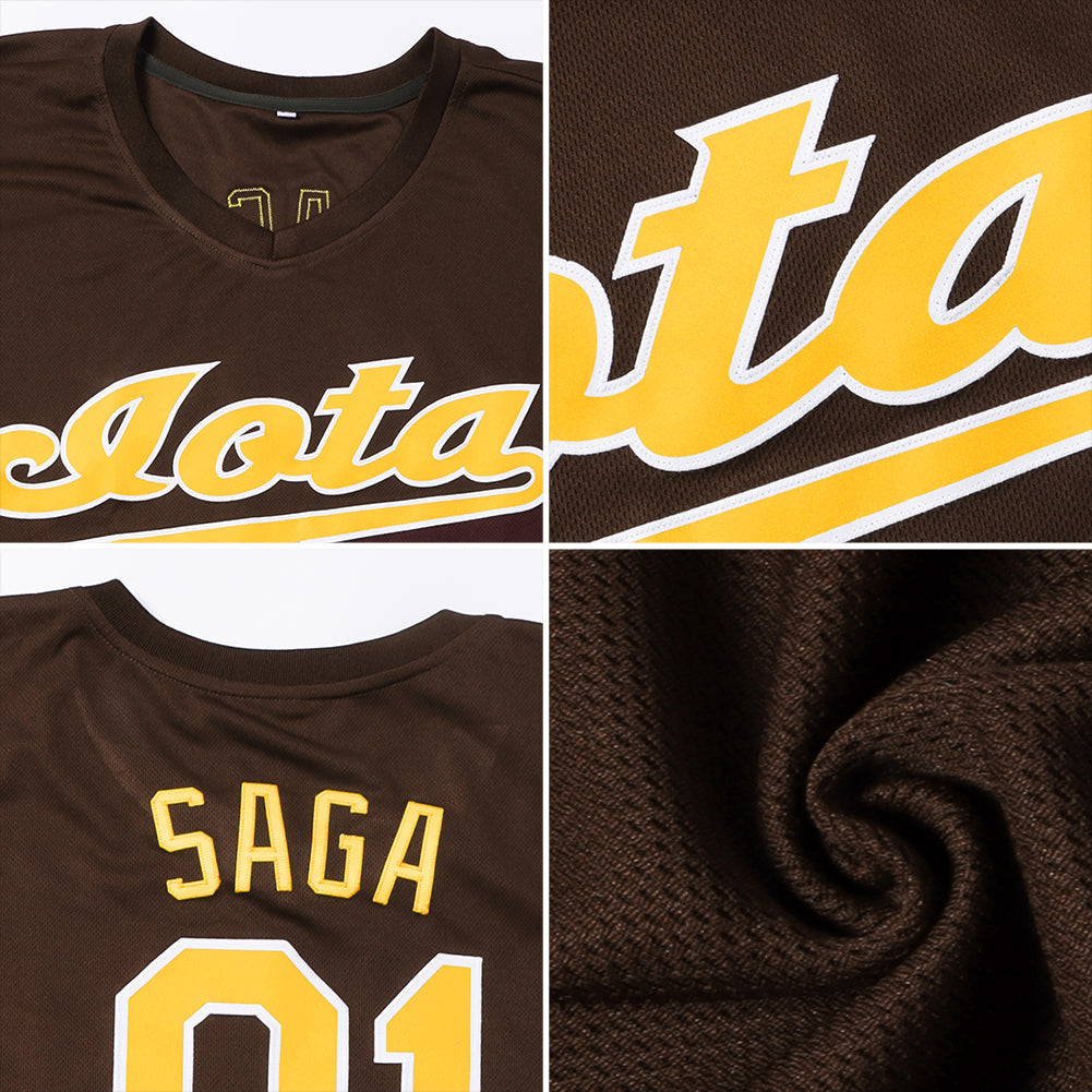 Custom Brown Orange-White Authentic Baseball Jersey - Sky-Custom