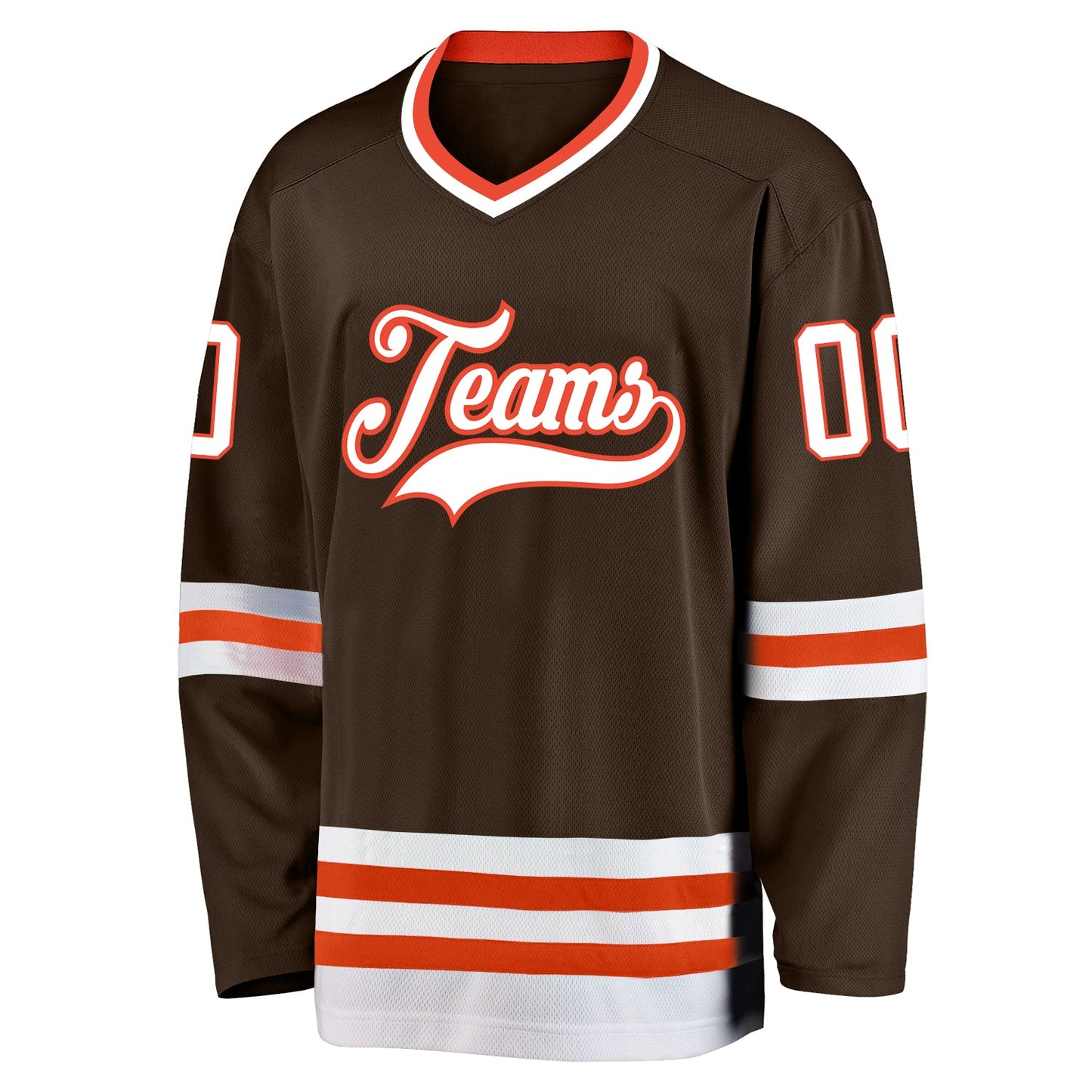 Custom Brown White-Orange Hockey Jersey - Sky-Custom