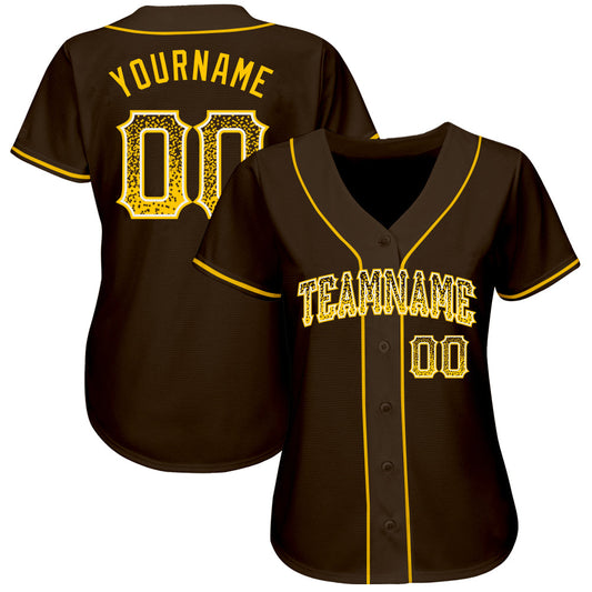 Custom Brown Gold-White Authentic Drift Fashion Baseball Jersey - Sky-Custom