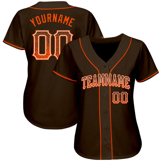 Custom Brown Orange-White Authentic Drift Fashion Baseball Jersey - Sky-Custom