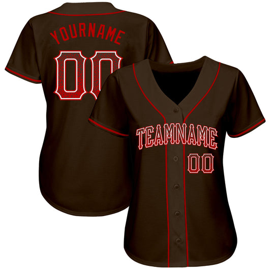 Custom Brown Red-White Authentic Drift Fashion Baseball Jersey - Sky-Custom