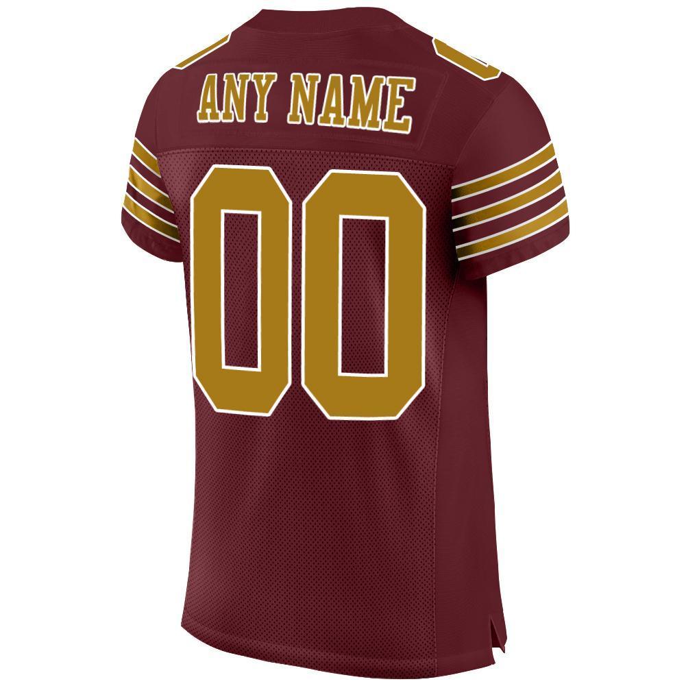 Custom Burgundy Old Gold-White Mesh Authentic Football Jersey - Sky-Custom