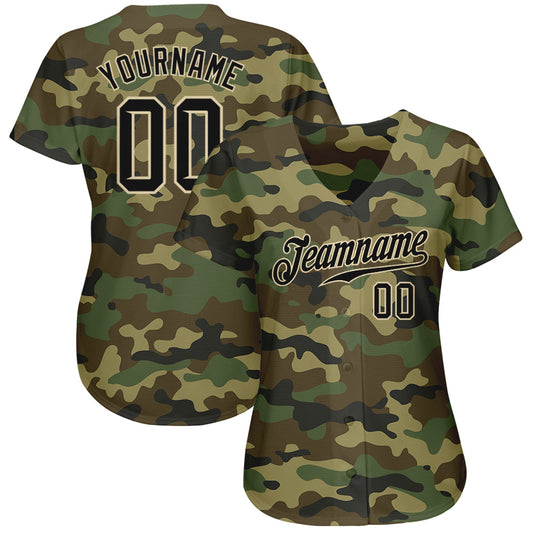 Custom Camo Black-City Cream Authentic Salute To Service Baseball Jersey - Sky-Custom
