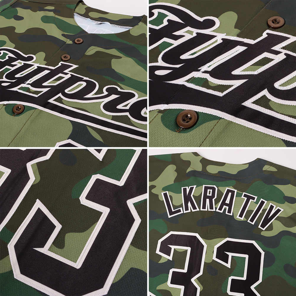 Custom Camo Black-City Cream Authentic Salute To Service Baseball Jersey - Sky-Custom