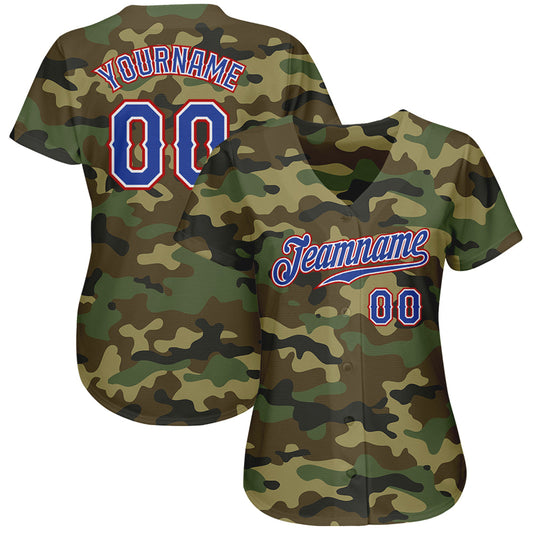 Custom Camo Royal-Red Authentic Salute To Service Baseball Jersey - Sky-Custom