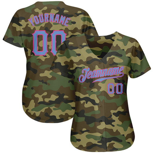 Custom Camo Light Blue-Pink Authentic Salute To Service Baseball Jersey - Sky-Custom