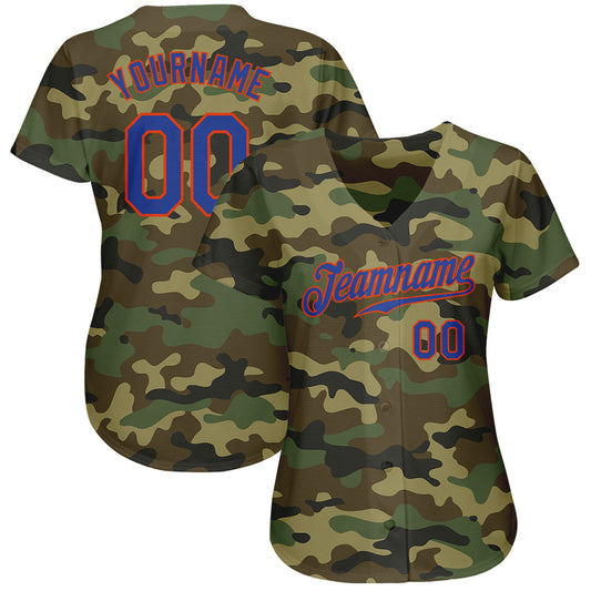 Custom Camo Royal-Orange Authentic Salute To Service Baseball Jersey - Sky-Custom