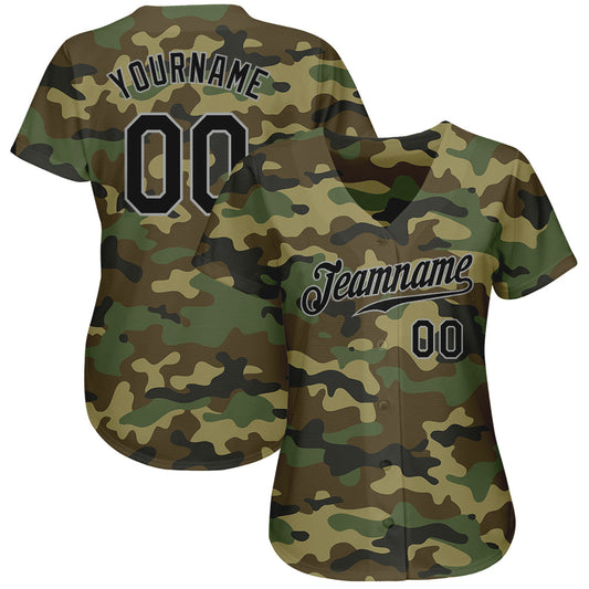 Custom Camo Black-Gray Authentic Salute To Service Baseball Jersey - Sky-Custom