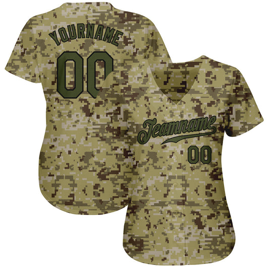 Custom Camo Olive-Black Authentic Salute To Service Baseball Jersey - Sky-Custom