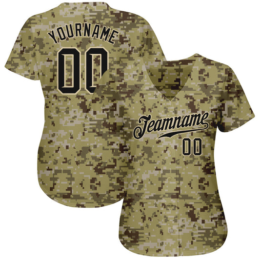 Custom Camo Black-Cream Authentic Salute To Service Baseball Jersey - Sky-Custom