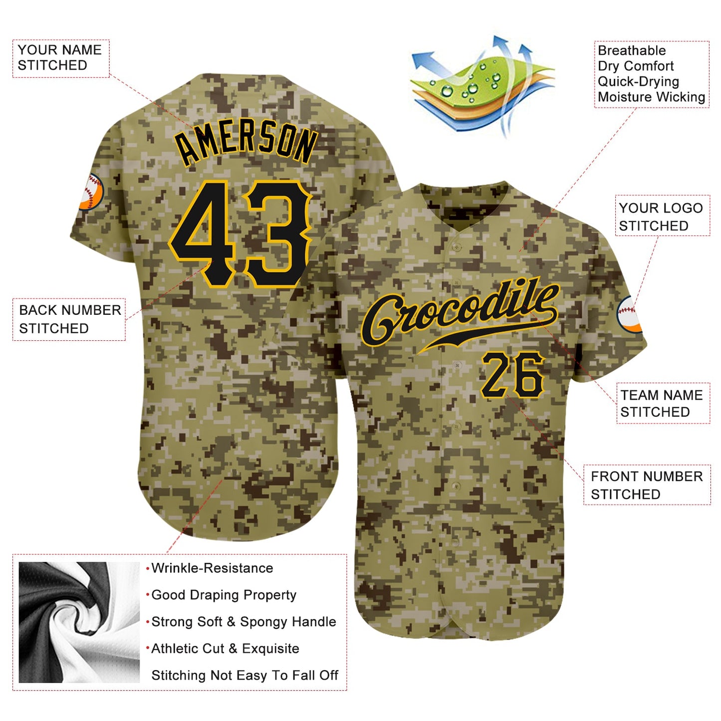 Custom Camo Black-Gold Authentic Salute To Service Baseball Jersey - Sky-Custom