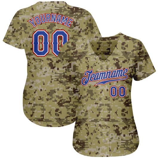 Custom Camo Royal-Red Authentic Salute To Service Baseball Jersey - Sky-Custom