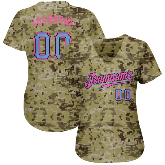 Custom Camo Light Blue-Pink Authentic Salute To Service Baseball Jersey - Sky-Custom