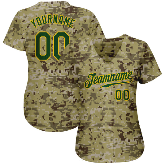 Custom Camo Green-Gold Authentic Salute To Service Baseball Jersey - Sky-Custom