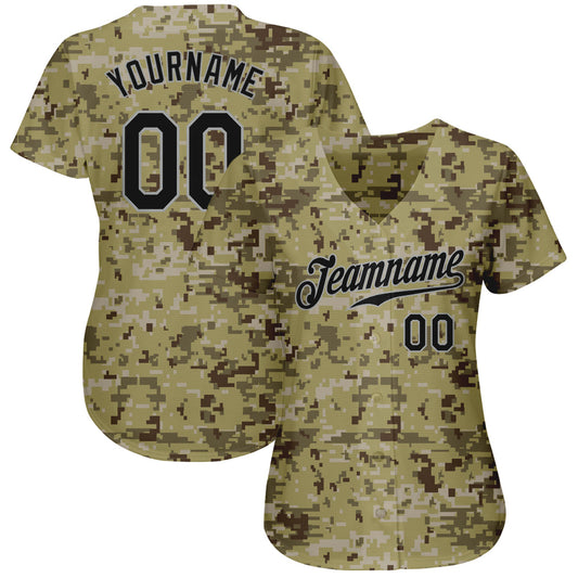 Custom Camo Black-Gray Authentic Salute To Service Baseball Jersey - Sky-Custom