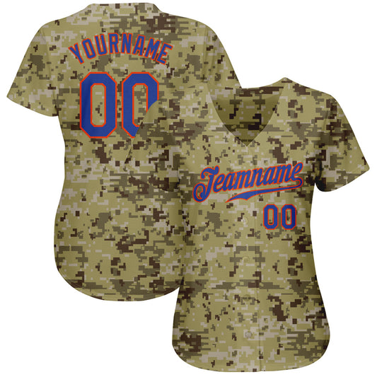 Custom Camo Royal-Orange Authentic Salute To Service Baseball Jersey - Sky-Custom