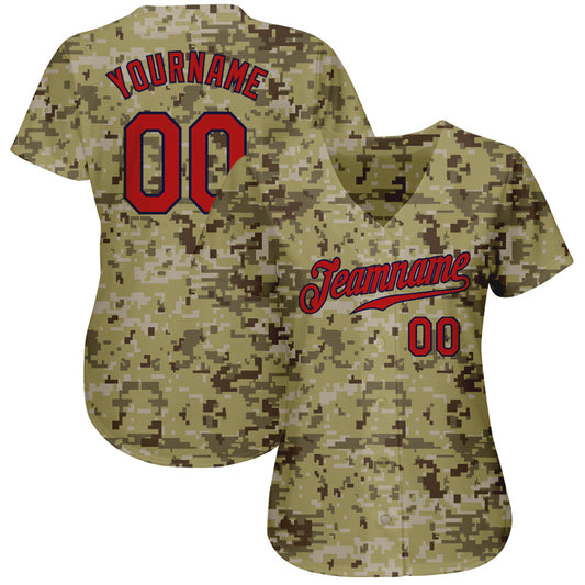 Custom Camo Red-Navy Authentic Salute To Service Baseball Jersey - Sky-Custom