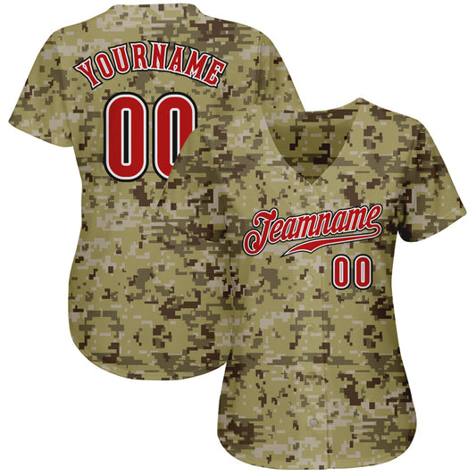 Custom Camo Red-Black Authentic Salute To Service Baseball Jersey - Sky-Custom
