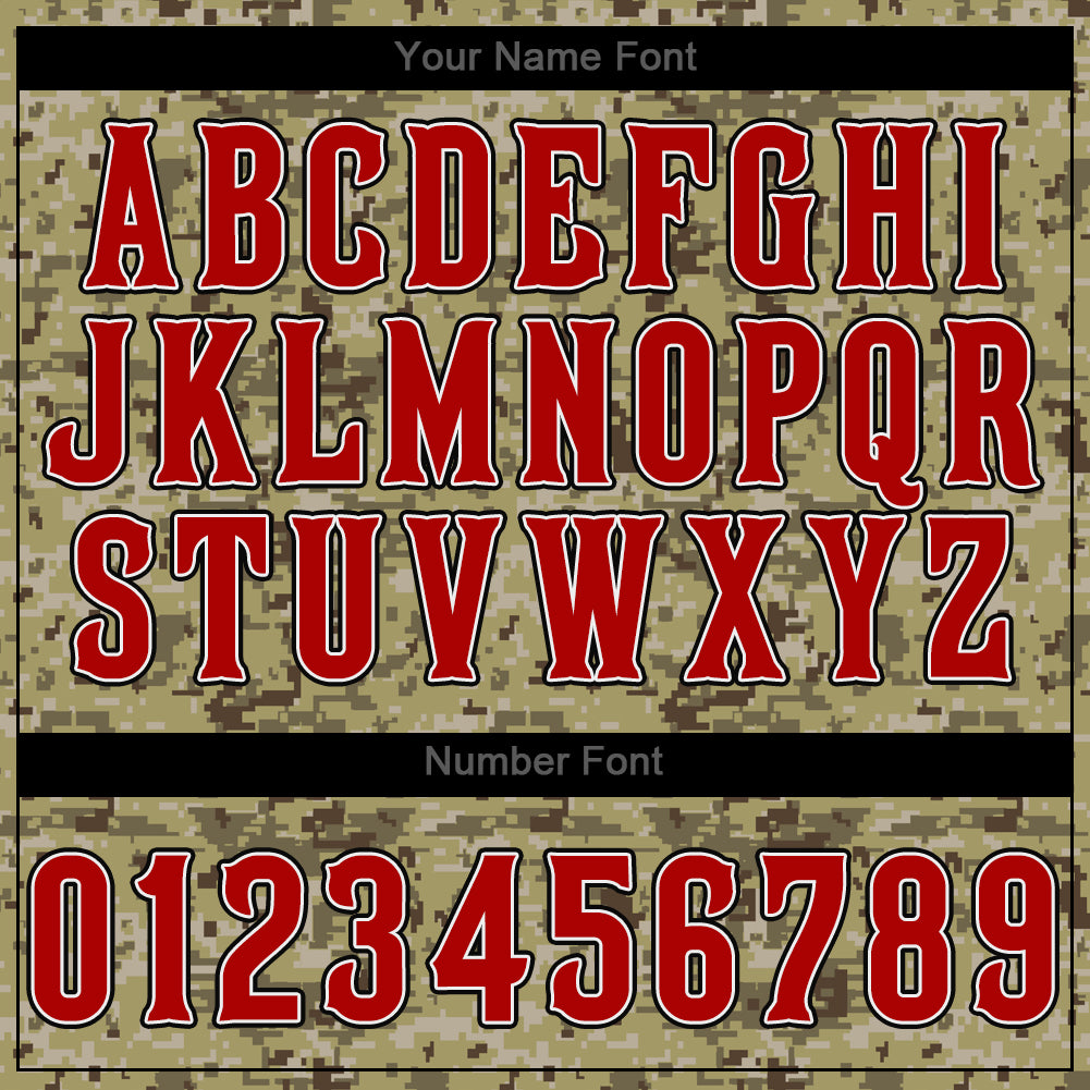 Custom Camo Red-Black Authentic Salute To Service Baseball Jersey - Sky-Custom