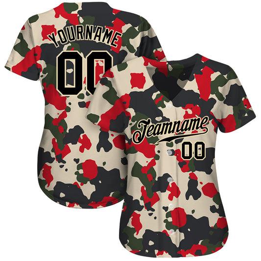 Custom Camo Black-Cream Authentic Salute To Service Baseball Jersey - Sky-Custom