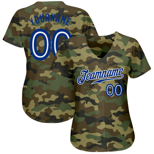 Custom Camo Royal-White Authentic Salute To Service Baseball Jersey - Sky-Custom