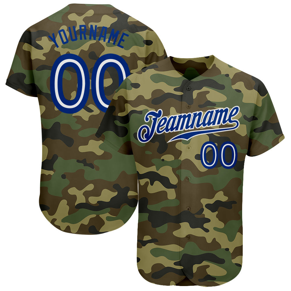 Custom Camo Royal-White Authentic Salute To Service Baseball Jersey - Sky-Custom
