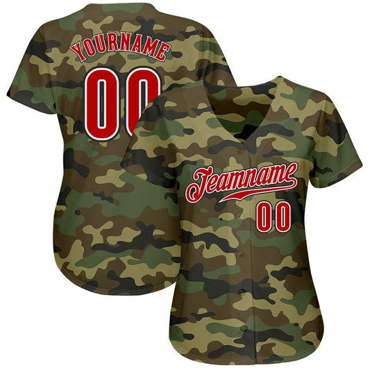 Custom Camo Red-Black Authentic Salute To Service Baseball Jersey - Sky-Custom