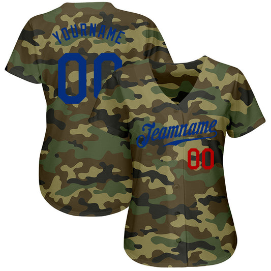 Custom Camo Royal-Red Authentic Salute To Service Baseball Jersey - Sky-Custom