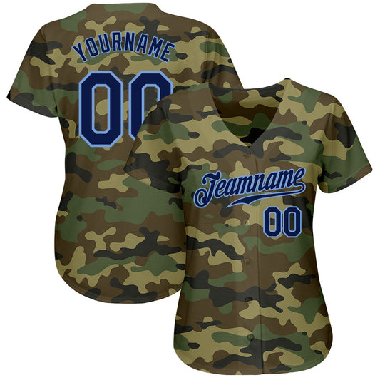 Custom Camo Navy-Powder Blue Authentic Salute To Service Baseball Jersey - Sky-Custom